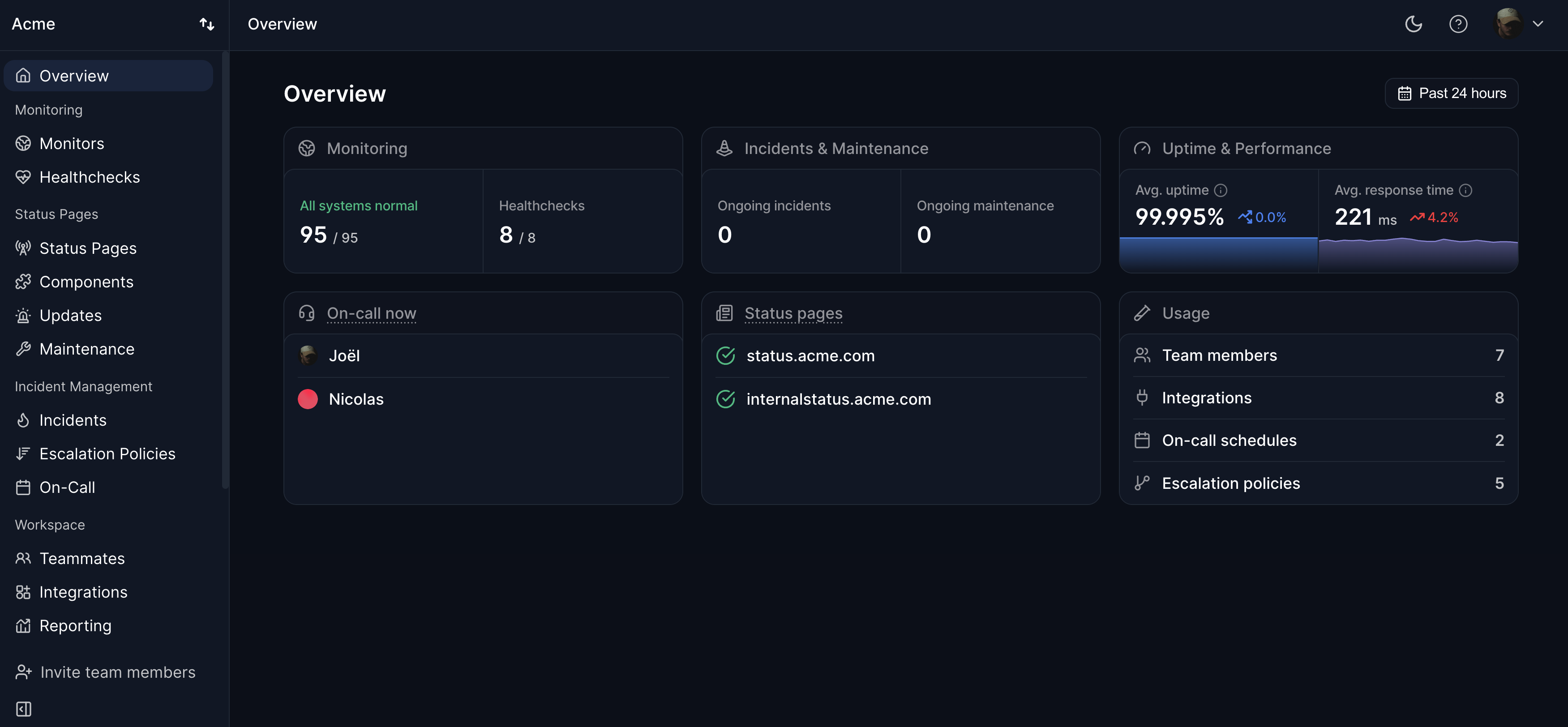 Hyperping enterprise monitoring dashboard